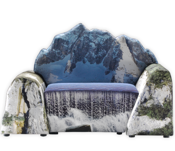 divano ispirato a un paesaggio di montagna